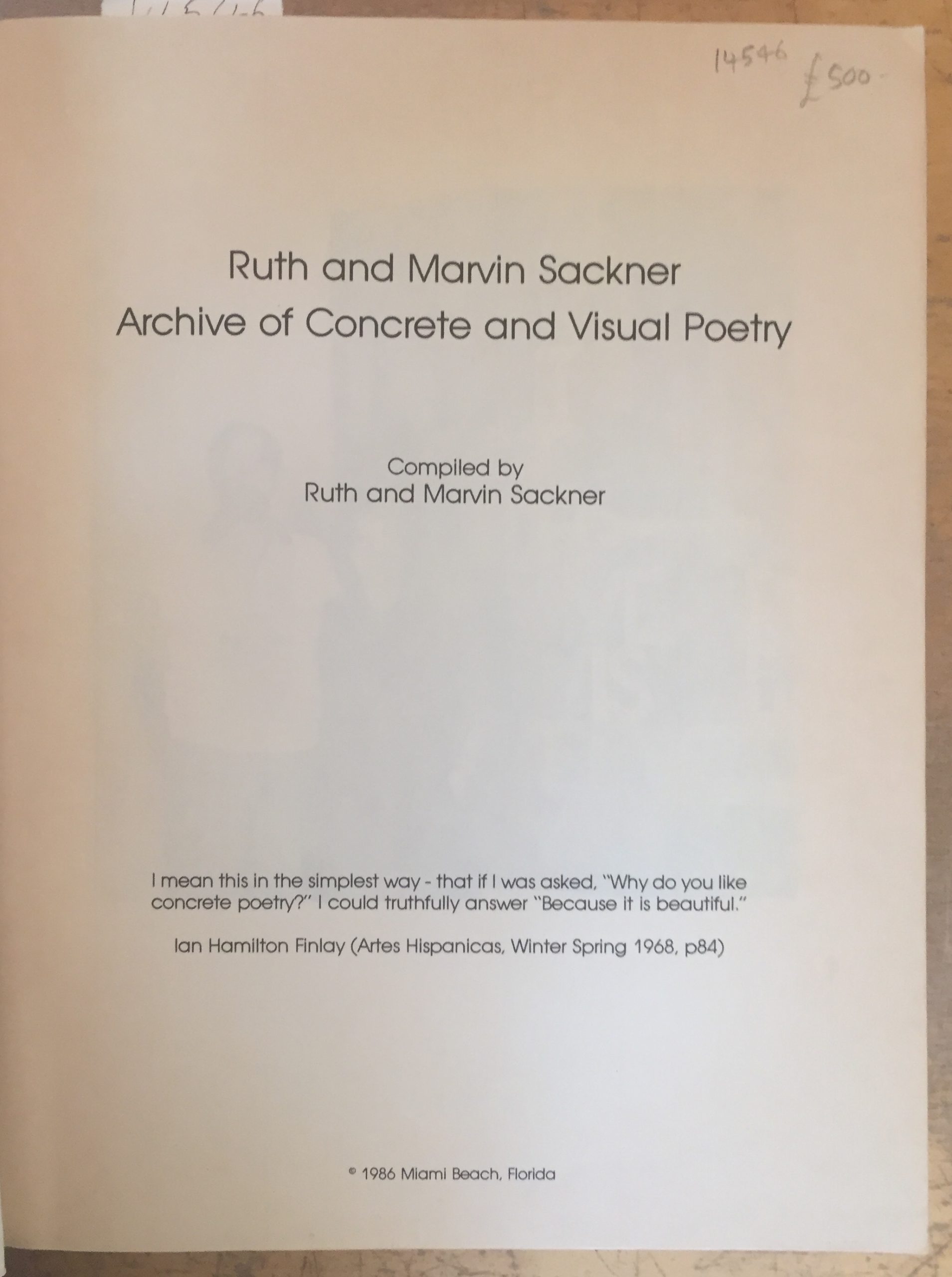 Ruth and Marvin Sackner Archive of Concrete and Visual Poetry